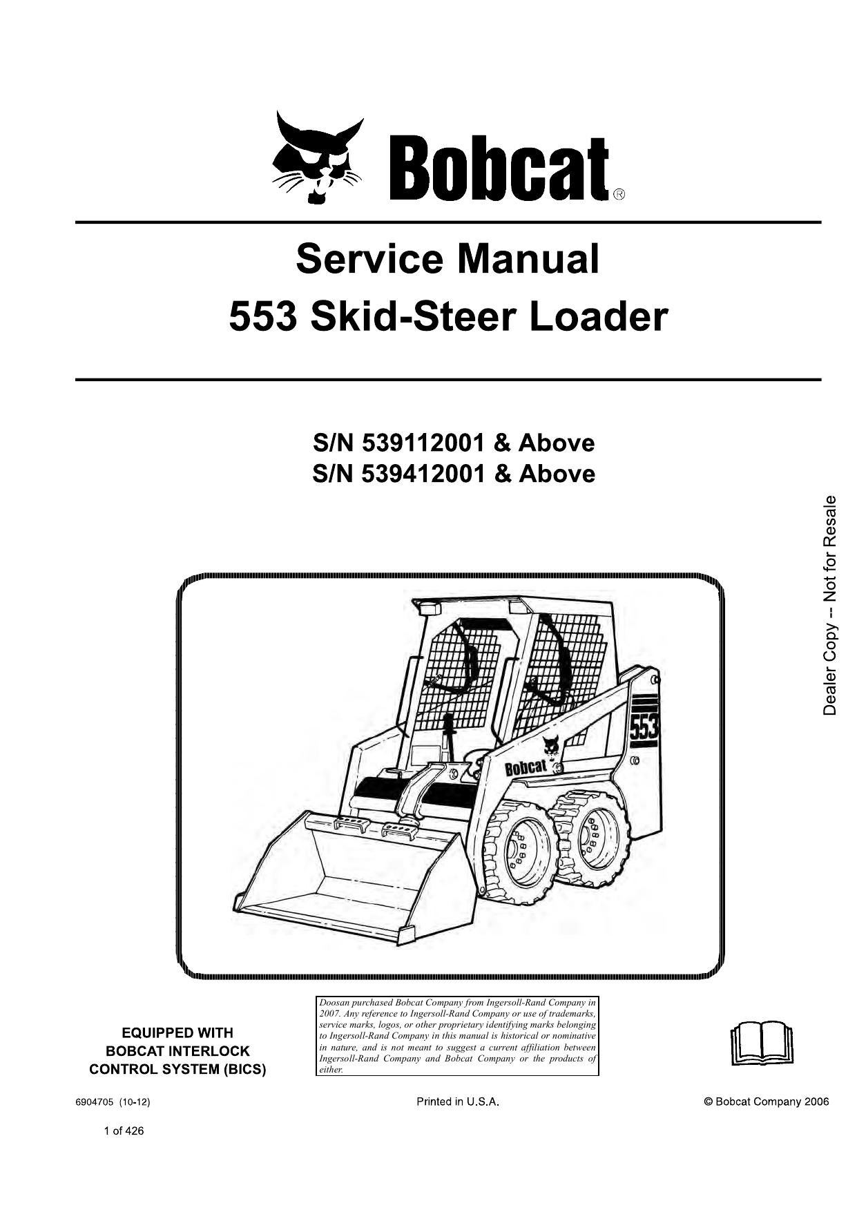553 Skid-Steer Loader Service Manual Bobcat